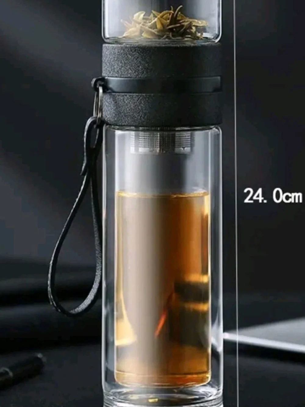 Double Walled Glass Tea Infuser Bottle With Extra Cover